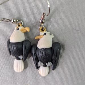 Bald Eagles Earrings Eagley Sculpted Clay Dangle